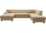 Wohnlandschaft OTTO HOME "Lolland 296 x 195 cm, modern, mit Steppungen, gemütlich", beige (taupe), B:296cm H:79cm T:195cm, 100% Polyester, Sofas, Wohnlandschaft, mit Schlaffunktion, U-Form, aus Pet Friendly Bezug