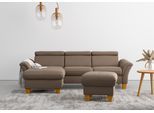 Ecksofa OTTO HOME "Lindgren L-Form", braun (nuss), B:258cm H:84cm T:169cm, 100% Polyester, Sofas, Ecksofa, wahlweise mit Bett mit klappbaren Rollen, Kasten und Kopfverstellung