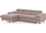 Ecksofa COTTA "Komaris L-Form, B: 244 cm", mud, B:244cm H:72cm T:166cm, Microfaser PRIMABELLE (100% Polyester);Kunstleder SOFTLUX(100%Polyurethan);Feinstruktur (100% Polyester);Kunstleder SOFTLUX/Struktur (100%Polyurethan, 90%Polyester, 10% Polyacryl), Sofas, Ecksofa, mit Kopfteilverstellung, optional Schlaffunktion, Bettkasten & Licht