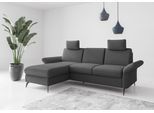 Ecksofa OTTO HOME "Rochelle", grau (dunkelgrau), B:251cm H:93cm T:164cm, 95% Polyester 5% Polyamid, Sofas, Ecksofa, wahlweise mit Schlaffunktion, Bettkasten und Armteilverstellung