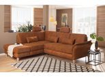 Ecksofa HOME AFFAIRE "Palace L-Form", braun (cognac), B:259cm H:89cm T:225cm, Struktur fein (100% Polyester);Struktur (100% Polyester);Luxus-Microfaser Lederoptik (100% Polyester), Sofas, Ecksofa, incl. Sitztiefenverstellung, wahlweise mit Schlaffunktion und Stauraum
