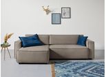 Ecksofa HOME AFFAIRE "Marva L-Form, B: 282 cm", grau (taupe), B:282cm H:90cm T:153cm, 100% Polyester, Sofas, Ecksofa, Schlaffunktion, Bettkasten & 2 Zierkissen, Federkern