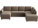 Wohnlandschaft SIT & MORE "Cordoba", schoko, B:305cm H:85cm T:212cm, 100% Polyester, Sofas, Wohnlandschaft, wahlweise mit Schlaffunktion und Bettkasten oder Stauraum