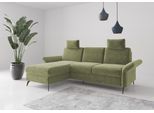 Ecksofa OTTO HOME "Rochelle", grün (hellgrün), B:251cm H:93cm T:164cm, 100% Polyester, Sofas, Ecksofa, wahlweise mit Schlaffunktion, Bettkasten und Armteilverstellung