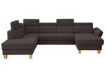 Wohnlandschaft OTTO HOME "Conville U-Form", grau (fango), B:322cm H:84cm T:217cm, 100% Polyester, Sofas, Wohnlandschaft, Kopfteilverstellung wahlweise mit Schlaffunktion und Bettkasten