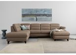Wohnlandschaft SIT & MORE "Mellum U-Form", braun (nuss), B:306cm H:87cm T:212cm, 100% Polyester, Sofas, Wohnlandschaft, Federkern, wahlweise mit Schlaffunktion, Stauraum und Armteilfunktion