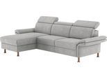 Ecksofa OTTO HOME "Calypso L-Form", grau (hellgrau), B:260cm H:85cm T:172cm, 100% Polyester, Sofas, Ecksofa, mit motorischen Funktionen im Sofa und Recamiere