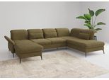 Wohnlandschaft SIT & MORE "Emely, inkl. Sitztiefenverstellung", grün (olive), B:359cm H:92cm T:231cm, 100% Polyester, Sofas, Wohnlandschaft, wahlweise mit Schlaffunktion,Bettkasten,Kopf- & Armteilverstellung