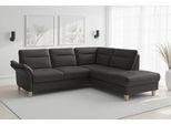 Ecksofa SIT & MORE "Pamela L-Form, B: 218 cm, optional Schlaffunktion & Bettkasten, Leder", grau (schwarz), B:218cm H:90cm T:212cm, Sofas, Ecksofa, wahlweise mit Armteilverstellung, Sofa mit Federkern, Sitzhöhe: 48 cm