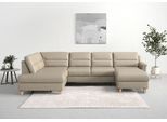 Wohnlandschaft SIT & MORE "Farö U-Form", beige, B:325cm H:90cm T:187cm, Sofas, Wohnlandschaft, inklusive Federkern, wahlweise mit Schlaffunktion und Bettkasten