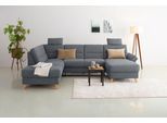 Wohnlandschaft OTTO HOME "Westerland U-Form", grau (anthrazit), B:303cm H:90cm T:213cm, 100% Polyester, Sofas, Wohnlandschaft, Federkern, wahlweise Schlaffunktion, Stauraum und Armlehn-Verstellung