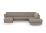 Wohnlandschaft SIT & MORE "Visby U-Form", braun (latte), B:303cm H:87cm T:213cm, Sofas, Wohnlandschaft, Wahlweise mit Schlaffunktion und Stauraum, frei im Raum stellbar