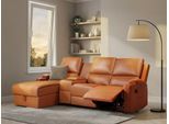 Ecksofa OTTO HOME "NAPORI Lederoptik, Multimediasofa, 3er Kinosessel XXL, L-Form", braun (cognac), B:240cm H:102cm T:155cm, Polyester 40% / Polyurethane 60%, Sofas, Ecksofa, Kinosofa, manuelle o. elektr. Relaxfunktion, Staufach, Getränkehalter