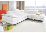 Ecksofa COTTA "Solution L-Form, Design Sofa, bequeme Wellenunterfederung, Design Fuß", weiß (altweiß), B:262cm H:73cm T:228cm, Sofas, Ecksofa, mit Arm- & Kopfteilverstellung, wahlweise mit Schlaffunktion