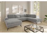 Wohnlandschaft SIT & MORE "Morris Jubi U-Form, B: 300 cm, Armteilverstellung", grau (hellgrau), B:300cm H:83cm T:202cm, 100% Polyester, Sofas, Wohnlandschaft, optional mit Bettfunktion, 1 Zierkissen, komfortable Sitzhöhe 44 cm