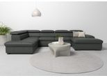 Wohnlandschaft OTTO HOME "Alberto U-Form", grau (anthrazit), B:350cm H:73cm T:228cm, Luxus-Microfaser in Lederoptik (100% Polyester);Microfaser in Antiklederoptik (100% Polyester);Luxus-Microfaser Vintageoptik (100% Polyester);Luxus-Microfaser weich (90%Polyester 10%Polyamid), Sofas, Wohnlandschaft, mit Kopfteilverstellung, wahlweise mit Schlaffunktion