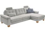 Ecksofa DIE PLANBAR "PP-LA19101 L-Form, Breite 316 cm", grau (silber), B:316cm H:86cm T:177cm, 88% Polyester;12% Polyamid, Sofas, Ecksofa, wahlweise mit Schlaffunktion und verstellbaren Kopfstützen, in Cord