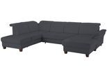 Wohnlandschaft OTTO HOME "Solvei U-Form", grau, B:342cm H:104cm T:235cm, Struktur (100% Polyester);Luxus-Microfaser Lederoptik (100% Polyester);Luxus-Microfaser ALTARA NUBUCK (100% Polyester), Sofas, Wohnlandschaft, Sitztiefenverstellung und Federkern, wahlweise Kopfteilverstellung