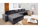 Wohnlandschaft COLLECTION AB "Josy XXXL-Relax U-Form, B: 352 cm", schwarz (anthrazit, anthrazit), B:352cm H:41cm T:161cm, 100%Polyester, Sofas, Wohnlandschaft, Schlaffunktion, Bettkasten & 2 Nackenkissen, Federkern