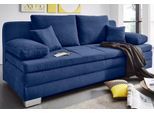 Schlafsofa JOCKENHÖFER GRUPPE "Lindau, B: 203 cm, Liegefl. 160x203 cm", blau (dunkelblau), B:203cm H:85cm T:106cm, Luxus-Microfaser (100% Polyester), Sofas, Schlafsofa, mit Schlaffunktion, Bettkasten, Zierkissen & Kaltschaumtopper