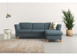 Ecksofa HOME AFFAIRE "Trelleborg L-Form", blau (blaugrau), B:249cm H:86cm T:162cm, 100% Polyester, Sofas, Ecksofa, Federkern-Polsterung, wahlweise mit Schlaffunktion und Bettkasten