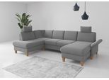Wohnlandschaft OTTO HOME "Rochelle, U-Form", grau, B:314cm H:90cm T:195cm, 100% Polyester, Sofas, Wohnlandschaft, optional mit Armteilverstellung, mit Schlaffunktion & Bettkasten