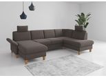 Wohnlandschaft OTTO HOME "Rochelle, U-Form", grau (fango), B:314cm H:90cm T:195cm, 100% Polyester, Sofas, Wohnlandschaft, optional mit Armteilverstellung, mit Schlaffunktion & Bettkasten