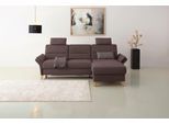 Ecksofa OTTO HOME "Westerland L-Form", braun (espresso), B:252cm H:90cm T:162cm, 98% Polyester 2% Polyamid, Sofas, Ecksofa, Federkern-Polsterung, wahlweise mit Schlaffunktion, Bettkasten