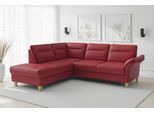 Ecksofa SIT & MORE "Pamela L-Form, Leder, B: 218 cm", grau (feuerrot), B:218cm H:90cm T:212cm, Sofas, Ecksofa, optional Armteilverstellung, Schlaffunktion & Bettkasten