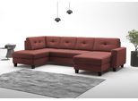 Wohnlandschaft OTTO HOME "Varese", rot (merlot), B:304cm H:91cm T:170cm, Sofas, Wohnlandschaft, wahlweise mit Schlaffunktion und Bettkasten