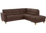 Ecksofa HOME AFFAIRE "Palmera, L-Form, B: 236 cm, Bettfunktion & Bettkasten wählbar", braun (dunkelbraun), B:236cm H:89cm T:212cm, 100% Polyester;Struktur (100% Polyester);Luxus-Microfaser in Lederoptik (100% Polyester), Sofas, Ecksofa, Federkern-Polsterung, Sitzhöhe 48 cm, handgefertigt, stilvolles Design