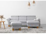 Ecksofa OTTO HOME "Lindgren L-Form", silber, B:258cm H:84cm T:169cm, 100% Polyester, Sofas, Ecksofa, wahlweise mit Bett mit klappbaren Rollen, Kasten und Kopfverstellung
