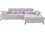 Ecksofa OTTO HOME "Costello L-Form, B: 301 cm mit Sitztiefen-, Armteilverstellung &", silber, B:301cm H:89cm T:176cm, 100% Polyester;Samtoptik (100% Polyester), Sofas, Ecksofa, 3 Nierenkissen, optional Schlaffunktion & Bettkasten