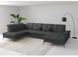 Wohnlandschaft SIT & MORE "Amica, U-Form, inkl. Sitztiefenverstellung und Armteilverstellung", grau (dunkelgrau), B:357cm H:90cm T:231cm, 95% Polyester, 5% Polyamid, Sofas, Wohnlandschaft, wahlweise mit Kopfteilverstellung, Schlaffunktion und Bettkasten