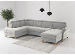 Wohnlandschaft OTTO HOME "Glendale, U-Form", grau (hellgrau), B:321cm H:84cm T:193cm, 100% Polyester, Sofas, Wohnlandschaft, inkl. Kopfteilverstellung, wahlweise mit Vorziehsitz und Bettkasten