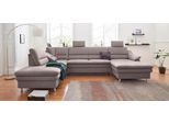 Wohnlandschaft SIT & MORE "Cardoso, U-Form, B: 324 cm, Bettfunktion und Relaxfunktion optional", grau (steel), B:324cm H:90cm T:90cm, Luxus-Microfaser 1 (100% Polyester);Luxus-Microfaser 2 (100% Polyester);Luxus-Microfaser ALTARA NUBUCK (100% Polyester), Sofas, Wohnlandschaft, 2 Kopfstützen inklusive, Federkern, komfortable Sitzhöhe 47 cm