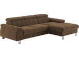 Ecksofa COTTA "Komaris L-Form, B: 244 cm", espresso, B:244cm H:72cm T:166cm, 88% POLYESTER (PES) 12% POLYAMID (PA), Sofas, Ecksofa, mit Kopfteilverstellung, optional Schlaffunktion, Bettkasten & Licht