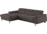 Ecksofa COTTA "Komaris L-Form, B: 244 cm", anthrazit, B:244cm H:72cm T:166cm, 94% POLYESTER (PES) 6%POLYAMID (PA), Sofas, Ecksofa, mit Kopfteilverstellung, optional Schlaffunktion, Bettkasten & Licht