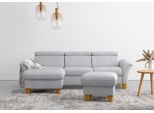 Ecksofa OTTO HOME "Lindgren L-Form", silber, B:258cm H:84cm T:169cm, 100% Polyester, Sofas, Ecksofa, wahlweise mit Bett mit klappbaren Rollen, Kasten und Kopfverstellung