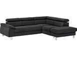 Ecksofa COTTA "Komaris L-Form, B: 249 cm", schwarz, B:249cm H:72cm T:100cm, Microfaser PRIMABELLE (100% Polyester);Kunstleder SOFTLUX;Feinstruktur (100% Polyester);Kunstleder SOFTLUX/Struktur (100% Polyester);NaturLEDER, Sofas, Ecksofa, mit Kopfteilverstellung, optional Schlaffunktion, Bettkasten & Licht