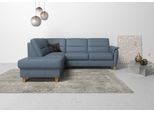 Ecksofa HOME AFFAIRE "Palmera L-Form, B: 236 cm", blau (grau, blau), B:236cm H:89cm T:212cm, Luxus-Microfaser (100% Polyester);Struktur (100% Polyester);Luxus-Microfaser in Lederoptik (100% Polyester), Sofas, Ecksofa, optional Schlaffunktion & Bettkasten, Federkern