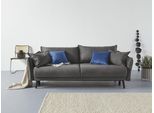 Schlafsofa COLLECTION AB "Asra, B: 228 cm, Liegel. 145x192 cm", schwarz (anthrazit), B:228cm H:95cm T:104cm, 100% Polyester, Sofas, Schlafsofa, Schlaffunktion, Bettkasten, Taschen & 2 Zierkissen, Federkern