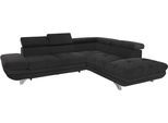 Ecksofa COTTA "Enterprise L-Form", schwarz, B:273cm H:72cm T:237cm, Struktur (100% Polyester );Chenille (90% Polyester; 10% Polyamid ), Sofas, Ecksofa, mit Arm- & Kopfteilverstellung, wahlweise mit Schlaffunktion
