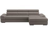 Ecksofa SIT & MORE "Broadway L-Form", grau (grau, grau), B:284cm H:79cm T:171cm, Luxus-NaturLeder;Luxus-Kunstleder;NaturLEDER;Microfaser Primabelle (100% Polyester), Sofas, Ecksofa, inklusive Kopfteilverstellung, wahlweise mit Schlaffunktion