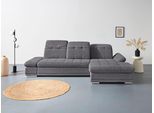 Ecksofa COTTA "Holiday L-Form mit Sitztiefen-, Armteil- und Kopfteilverstellung", grau (stone), B:302cm H:86cm T:190cm, 90% Polyester, 10% Polyamid, Sofas, Ecksofa, wahlweise mit Schlaffunktion & Bettkasten