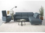 Ecksofa SIT & MORE "Grenoble L-Form mit Federkern", blau (blau, grau), B:247cm H:85cm T:222cm, Sofas, Ecksofa, wahlweise mit Schlaffunktion, Bettkasten, Arm- und Kopfteilverstellung