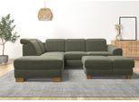 Ecksofa HOME AFFAIRE "Dundee L-Form", grün, B:263cm H:86cm T:219cm, Flachgewebe 100% Polyester, Sofas, Ecksofa, wahlweise mit Kopfteilverstellung und zusätzlich mit Schlaffunktion
