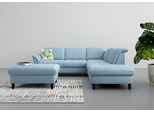 Ecksofa SIT & MORE "Maggiore L-Form", blau (hellblau), B:261cm T:224cm, 98% Polyester, 2% Polyamid, Sofas, Ecksofa, wahlweise mit Kopfteilverstellung, Schlaffunktion und Stauraum