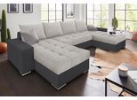 Wohnlandschaft COLLECTION AB "Josy XL U-Form, Breite: 313 cm", grau (schwarz, hellgrau), B:313cm H:84cm T:161cm, Kunstleder SOFTLUX/100% Polyester, Sofas, Wohnlandschaft, Schlaffunktion, Bettkasten & 2 Zierkissen, Federkern