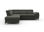 Ecksofa SIT & MORE "Cabrio L-Form, B: 274 cm, mit Sitztiefen-, Arm- & Kopfteilverstellung", grau (anthrazit), B:274cm H:87cm T:230cm, 100% Polyester, Sofas, Ecksofa, 3 Nierenkissen, Federkern, optional Schlaffunktion und Stauraum